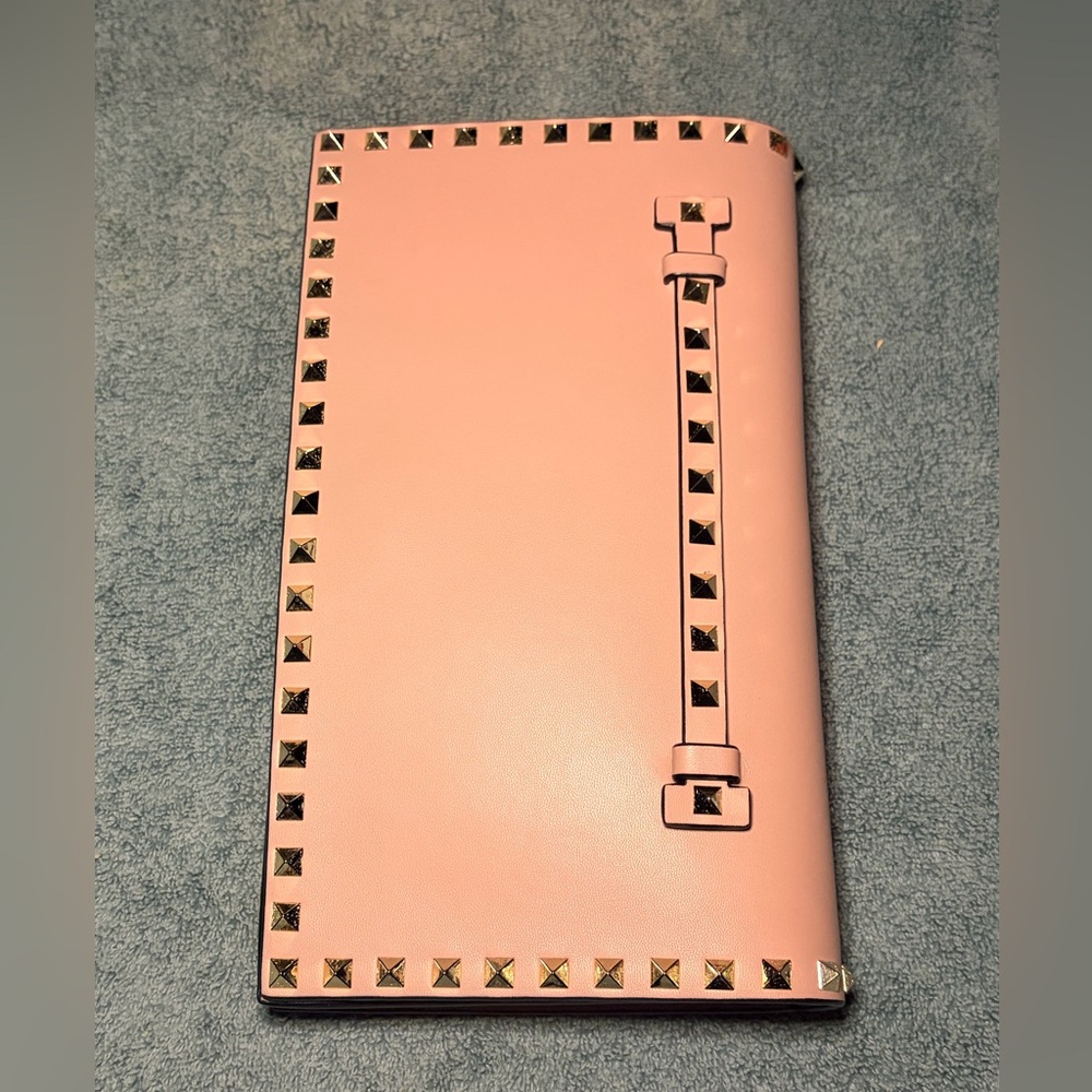 VALENTINO GARAVANI Studded Clutch Bag Pink Ladies Women Casual 11”x6”x2”